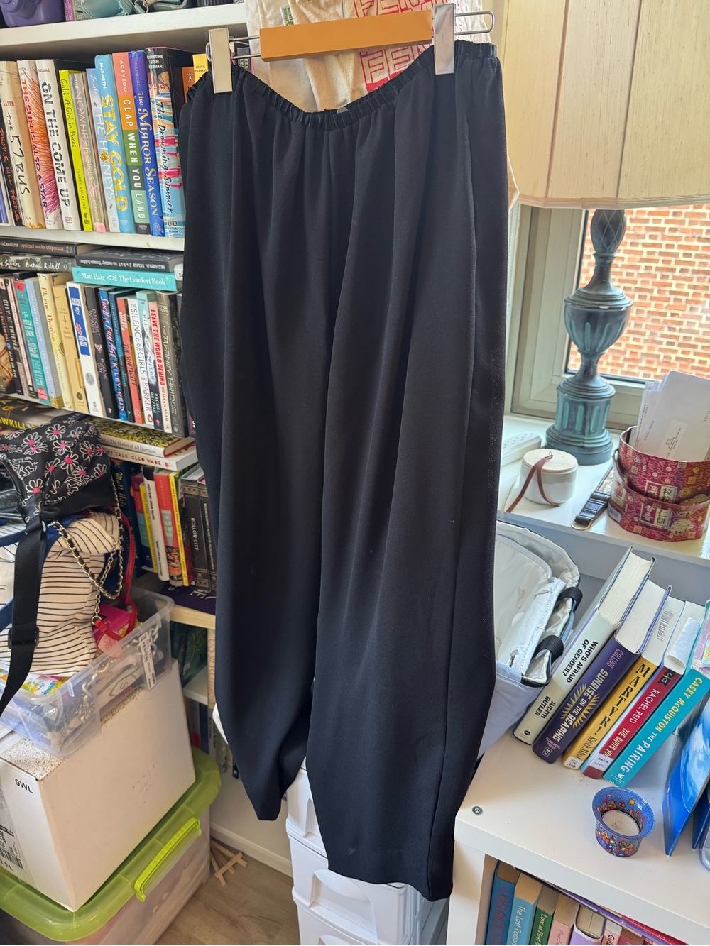 Vintage Easton Black Wide-Leg Pants with Elastic Waist - Picture 2 of 3